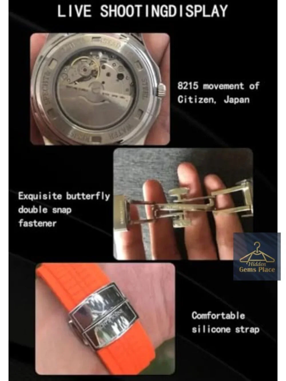 Men's Automatic Watch 40mm Sapphire Crystal Japan Movement Rubber Strap